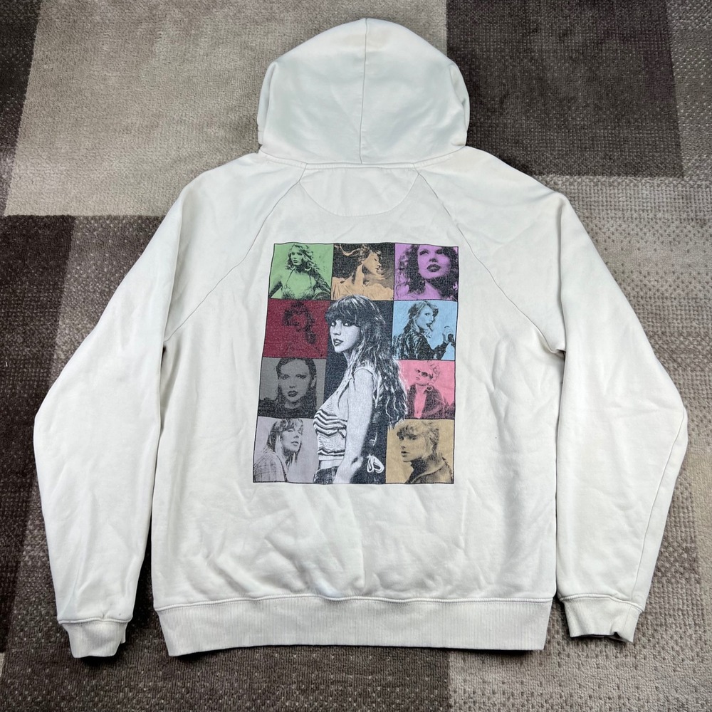 Taylor Swift The Eras Tour Beige Graphic Hoodie Womens Large Concert Merch